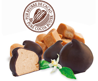 meringues caramel au beurre salé enrobées de chocolat noir intense 72% de cacao par Eden Chocolats à Les Marches 73800 Porte de Savoie